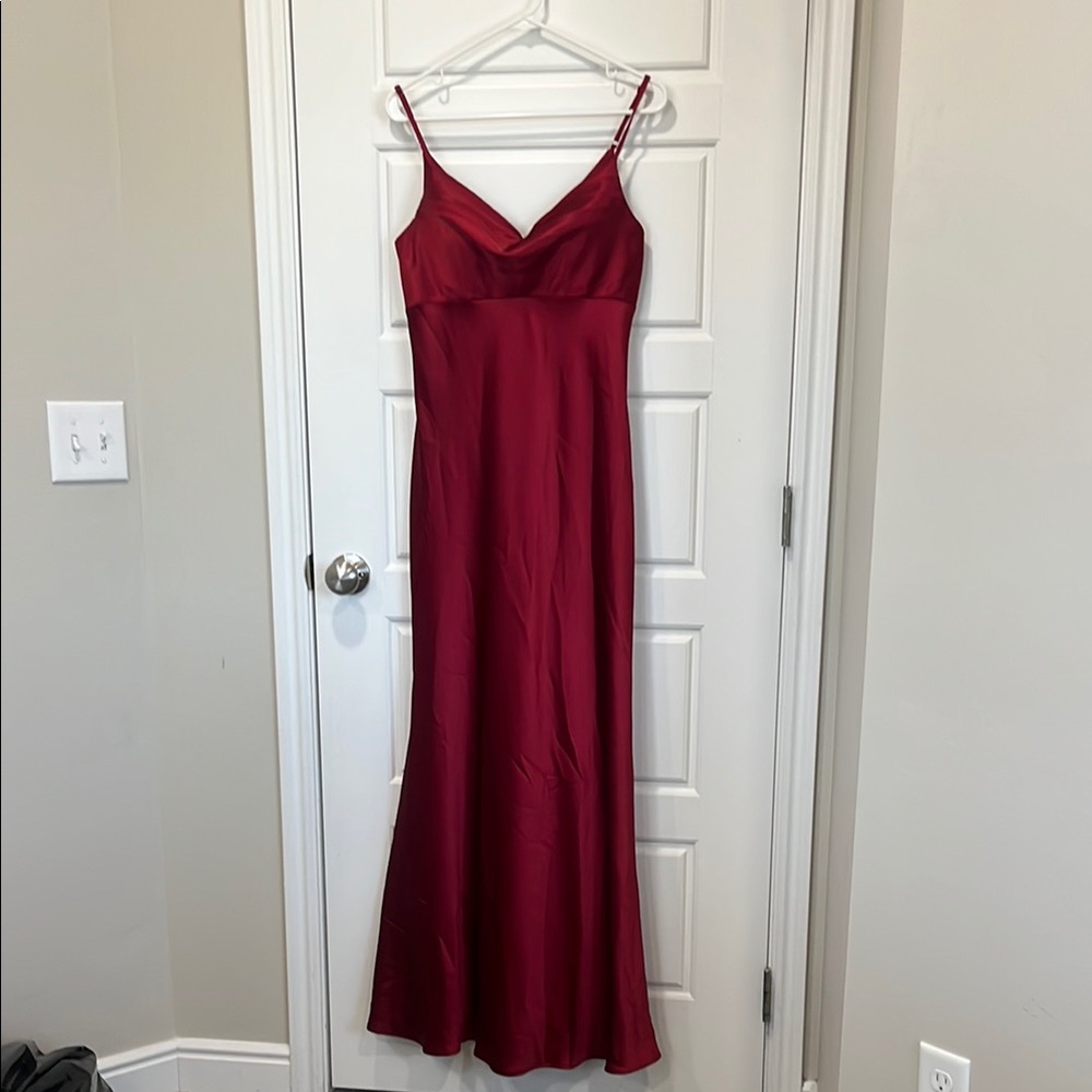 Red Spaghetti Strap Maxi Slip Dress